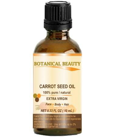 CARROT SEED OIL 100% Pure Natural Extra Virgin Unrefined Cold Pressed Undiluted Carrier Oil 0.33 Fl.oz.- 10 ml. for Face Skin Body Hair Care and Nails by Botanical Beauty