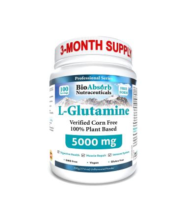 L-Glutamine Powder Corn-Free Non-GMO 100-Day Supply Vegan L Glutamine For Gut Health & Post Workout (500 mg)