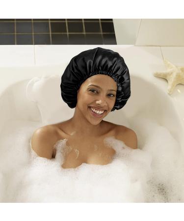 Vorey Satin Sleep Bonnet for Women - Large Double Layer Silk Hair Bonnet in Black - Buy Online on SooperMarket.com