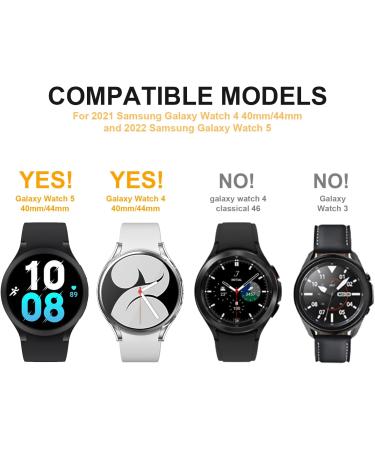 Samsung Galaxy Watch 5/4 40mm Screen Protector Case + Tempered Glass Film Set - 6 Pack Hard PC Cover + 8 Pack Protective Bumper Shell - Black, Silver, Pink, Clear, Rose Gold, Leopard - Buy Online on SooperMarket.com