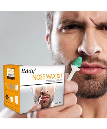Nose Wax Kit Nose Hair Removal Wax Kit Wax Applicators Sticks Kit 20pcs Wax Sticks 1 Pack Wax Beans 8pcs Mustache Stickers 1 Measuring Cup 10 Paper Cups for Removing Nose Eyebrow Hair Type 2