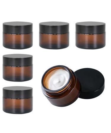 Amber glass empty can 6 pieces Tiegel Cremedose 30ml/50ml brown glass container empty refillable container brown ointment puts for women girls cosmetics creams lotion etheric oils (30g)