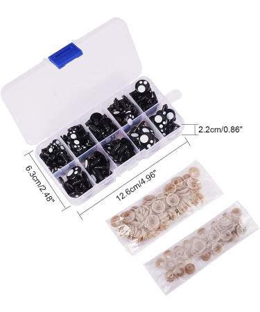 PandaHall Resin Safety Eyes 100pcs for Amigurumi & Crafts - Black Stuffed Teddy Bear Eyes in 5 Sizes (8/10/12/14/16mm) with Washers - 100 Pack - Buy Online on SooperMarket.com