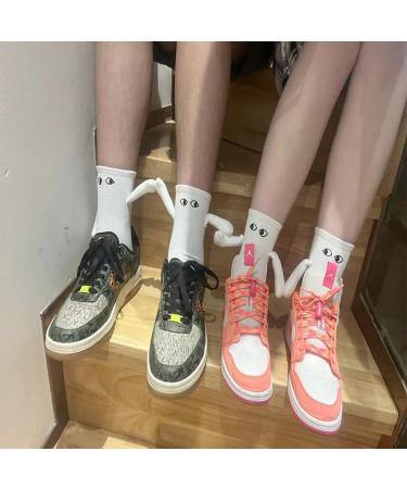 Balleenshiny Funny Magnetic Suction 3D Doll Couple Socks - Unisex One Size 2 Pairs White - Buy Online on SooperMarket.com