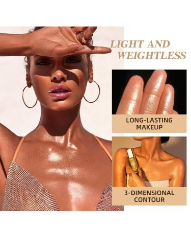 2-Pcs Waterproof Body Shimmer Oil Set - Rose Gold & Glistening Bronze Glow | Face & Body Highlight Illuminator 80ml - Buy Online on SooperMarket.com