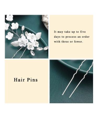Silver Crystal Flower Bride Wedding Hair Pins - Pack of 2 | Bridal Hair Accessories for Women and Girls - Buy Online on SooperMarket.com
