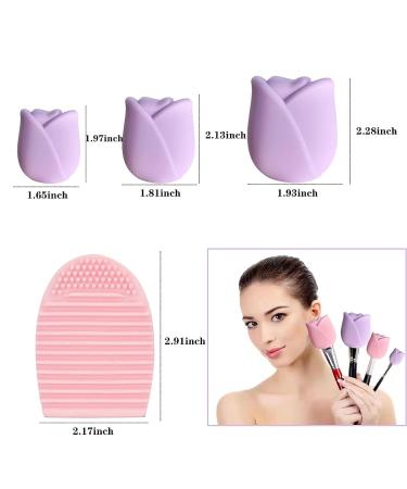 6 Pack Silicone Makeup Brush Holders with Travel Covers and Cleaning Pad - Buy Online on SooperMarket.com