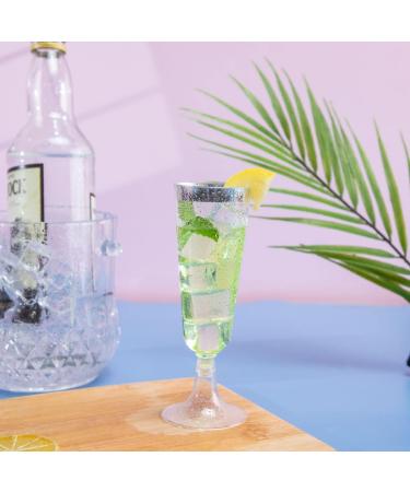 NOCCUR 60 Pack 5OZ Silver Plastic Champagne Flutes - Premium Quality Glasses for Wedding & Party - Buy Online on SooperMarket.com