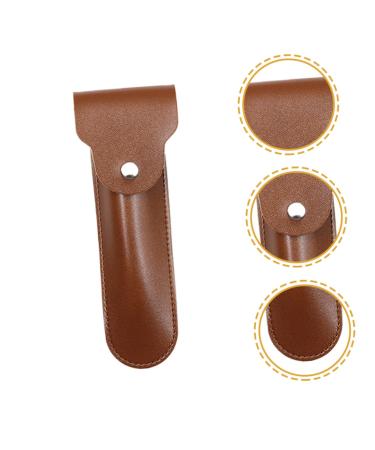NOLITOY Manual Razor Travel Cover - Brown PU Shaver Storage Case (16.5x4.2x1CM) | International Shipping Available - Buy Online on SooperMarket.com