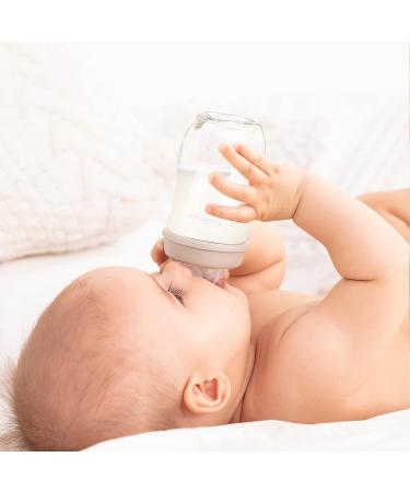 Gulicola Natural Glass Baby Bottle 5oz 2-Pack Medium Flow Anti-Colic for Breastfed Babies 3 Months+ - Grey White - Buy Online on SooperMarket.com
