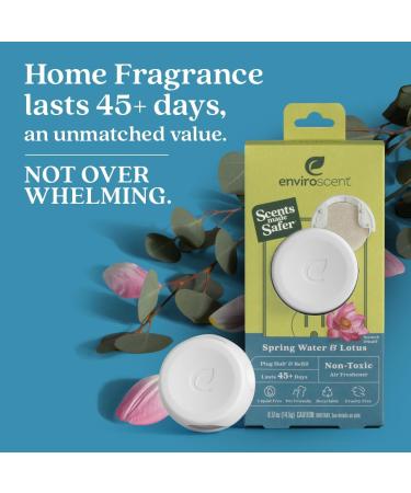Enviroscent Non-Toxic Air Freshener | Spring Water & Lotus Plug-In | 45+ Day Lasting Home Fragrance | Essential Oil Refillable Set - Buy Online on SooperMarket.com