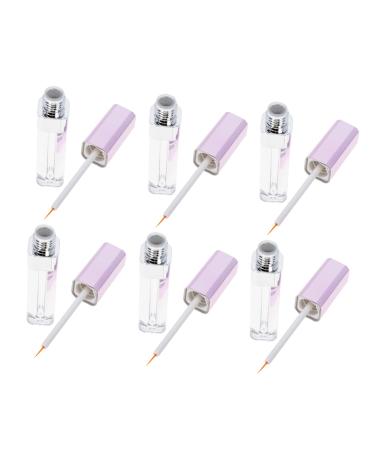 CANIGHT 6pcs Empty Eyelashes Mini Containers Lash Containers Eyeliner Tube with Applicator Makeup Purple Abs