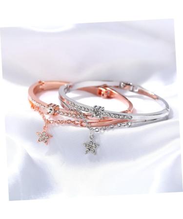 MAGICLULU Star Hand Jewelry Gemstone Bracelets Cuff Bracelet Sun and Moon Bracelet Star Women Bracelet Womens Bracelets Bracelet for Women Crystal Bead Bracelet Pendant Miss Vintage Silver 19.5*1.2cm - Buy Online on SooperMarket.com