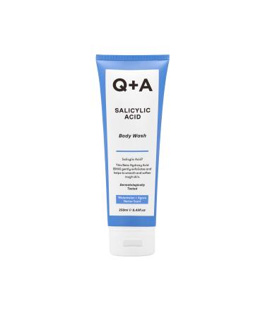 Q+A Salicylic Acid Body Wash for Invigorating Body Care gel-based shower product exfoliates smoothes and softens the skin with Salicylic Acid and Green Tea Extract 250ml