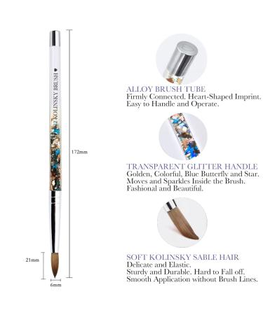 HEVAENS Round Kolinsky Acrylic Nail Brush - Size 12 Blue | Professional Nail Art Brush for Acrylic Powder Liquid Manicure & Pedicure - Buy Online on SooperMarket.com