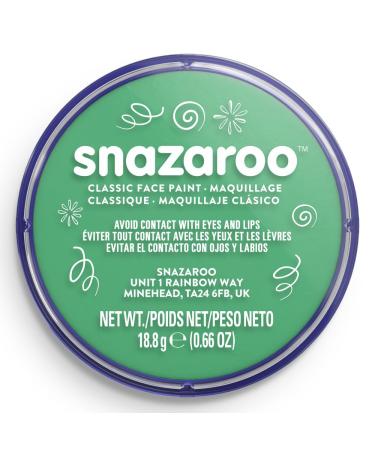 SK INFINITY | Snazaroo Classic Face Paint | Body Paint 18 ml Professional Water Based | Single Cake Makeup Supplies for Adults Kids Halloween (Classic Bright Green)