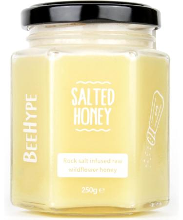 BeeHype - Salted Honey Raw Wildflower Honey with Alpine Rock Salt Low Calorie Alternative with NO Palm Oil and NO Refined Sugars Vegetarian Nut and Dairy Free 6 x 250g Salted Honey Pack of 6 - Buy Online on SooperMarket.com