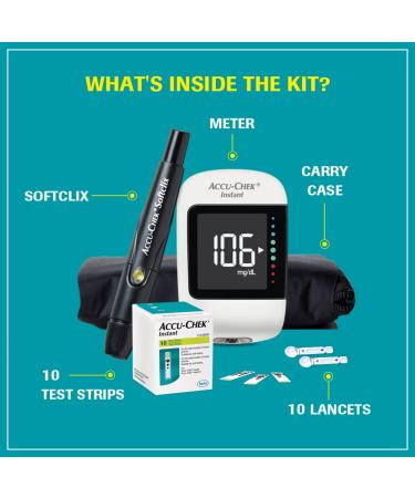 Accu-Chek Instant Glucometer + 10 Free Test Strips (White) - Fast & Accurate Monitoring - Buy Online on SooperMarket.com