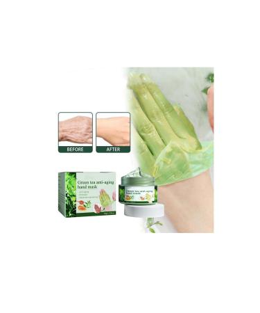 Green tea anti-wrinkle hand mask green tea hand mask peel off hand wax mask hydrating peeling nourish skin repair calluses hand care for all skin types (2 pieces) 2 pieces.