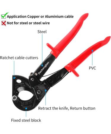 Cable Cutter HS325A - Heavy Duty Aluminum Copper Ratchet Cable Cutter | Up to 240mm Cutting Capacity - Ratcheting Wire & Cable Cutter (HS325A) - Buy Online on SooperMarket.com