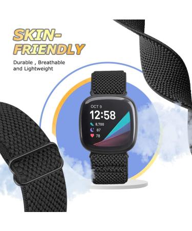 TipPTops 2 Pack Replacement Arm Strap for Fitbit Versa 4 Versa 3 Sense 2 - Adjustable Sports Nylon Bracelet for Men & Women - Black & Gray - Buy Online on SooperMarket.com