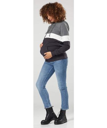 Happy Mama Women's Nursing Hoodie Breastfeeding Maternity - 503p 8 Graphite Melange/White/Grey - Buy Online on SooperMarket.com