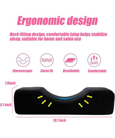 Black Eyelash Extension Pillow - U Shape Neck Pillow for Beauty Salons | Comfortable Foam Velvet Pillowcase - Buy Online on SooperMarket.com