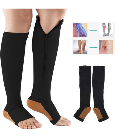 Buy ZLXHDL Compression Socks with Zipper - 2 Pairs of Open Toe Compression Stockings for Men & Women (S/M) - Black - Buy Online on SooperMarket.com