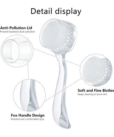 3-Piece Acrylic Handled Face Brush Set for Gentle Exfoliation and Makeup Removal - Buy Online on SooperMarket.com