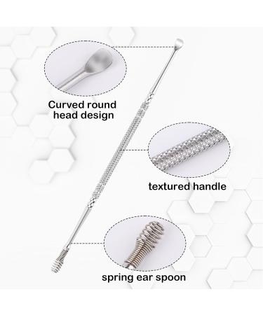 Stainless Steel Spiral Ear Wax Remover Double Ended Ear Cleaner with Brush and Storage Box - Silver | Ear Pick Tool for Ear Wax Removal - Buy Online on SooperMarket.com