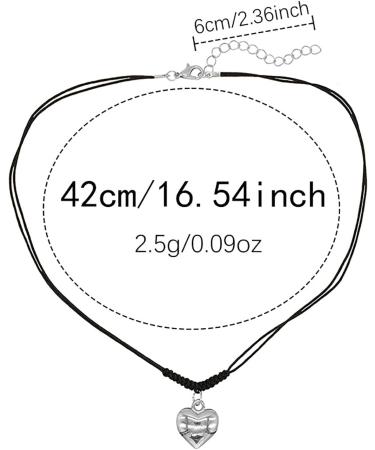 Oralgos Adjustable Black Cord Necklace with Heart Trailer | Stylish Braided Rope & Alloy Chain for Men & Women - Buy Online on SooperMarket.com