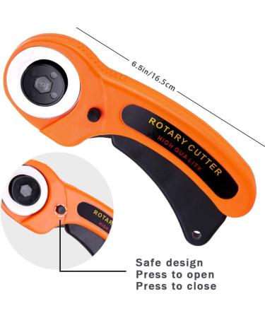 45mm Rotary Fabric Cutter with Safety Lock and 10 Replacement Blades - Ideal for Quilting, Sewing, Arts, and Crafts - Buy Online on SooperMarket.com