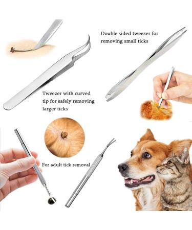 3PCS Stainless Steel Tick Remover Tool Set for Dogs, Cats, Horses - Safe Tick Removal Kit with Double-sided Tweezer, Tick Hook, Tick Tweezer - In Iron Box - Christmas Gift - Buy Online on SooperMarket.com