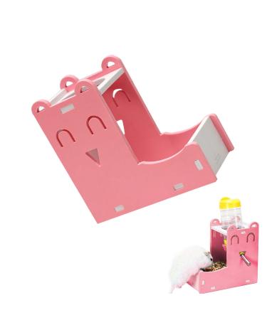 WSHuayee 2 in 1 Hamster Automatic Water Drinker Base Small Pet Hanging Water Dispenser Holder Small Pet Food Container Base for Hamster Gerbil Mouse Guinea Pig (125ML Without Water Bottle)