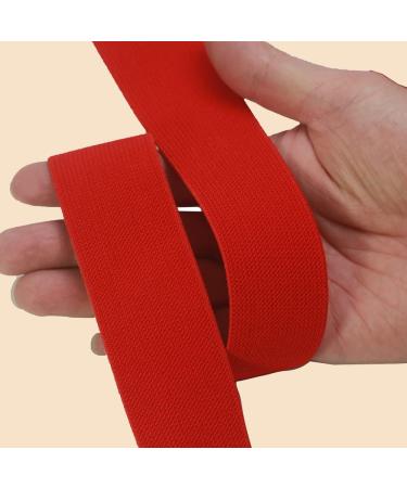 1 1/2 Inch Red Knit Elastic Band - 10 Yards Double-Side Twill Woven Heavy Stretch Elastic Spool for Sewing - Ideal for Pants, Waistbands, Wigs, Skirts, Crafts - Red Color - Buy Online on SooperMarket.com