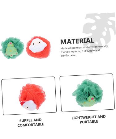 2pcs Christmas Bath Loofah Balls - Exfoliating Mesh Body Scrubber & Sponge for Shower - Fun Cartoon Design - Buy Online on SooperMarket.com