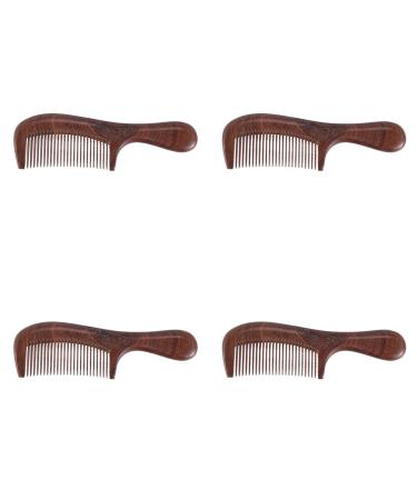 Bcowtte 4X Unisex Sandalwood Comb Women Men Home Travel Wood Anti-Static Fine-Tooth Comb Wooden Handles Hair Comb