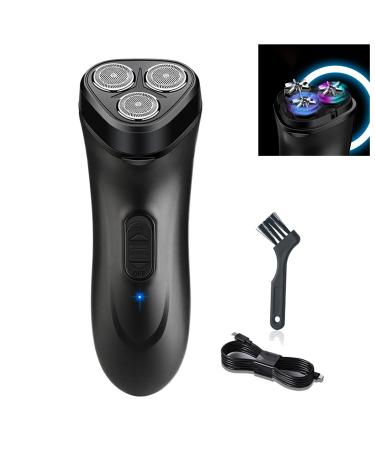 Electric Shaver for Men Cordless USB Rechargeable Electric Men's Shaver Wet and Dry Men's Rotary Shavers with Pop-up Trimmer Waterproof Electric Pocket Shaver for Travel or Home Use Black