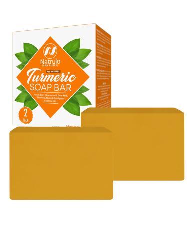 Turmeric Soap Bar for Face & Body - All Natural Brightening Turmeric Skin Soap - Turmeric Face Soap Reduces Acne Brightens Scars & Cleanses Skin - Turmeric Bar Soaps for All Skin Types Made in USA (2 Pack)