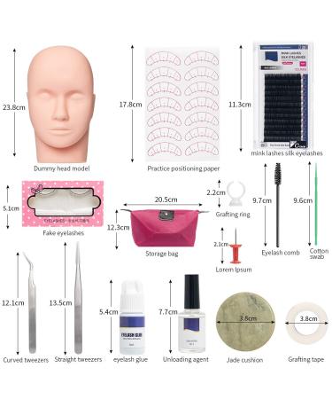 Buqikma 14PCS Lash Extension Kit with Glue - Professional False Eyelashes Practice Kit for Makeup Mannequin Head - Extension Starter Kit with Glue Tool - Buy Online on SooperMarket.com
