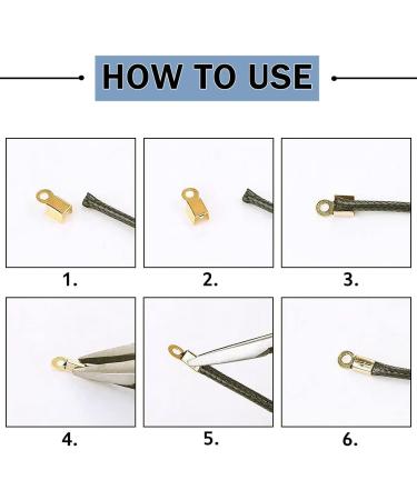 1000 PCS Clamshell Crimp Fold Over Cord Ends - DIY Jewelry Making Cord Tips in Gold, Silver, Gun Black, Bronze, and Rose Gold - Buy Online on SooperMarket.com