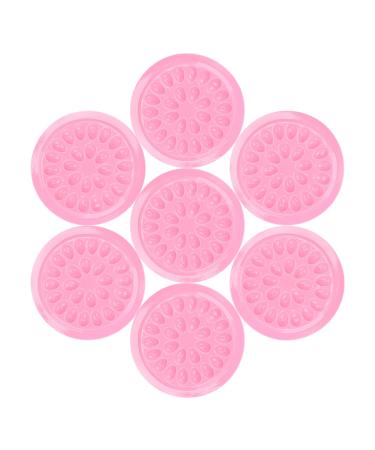 G2PLUS False Eyelashes Glue Holders  100 PCS Disposable Eyelash Glue Holder Plastic Glue Pallet Pad for Eyelash Extensions (Pink)