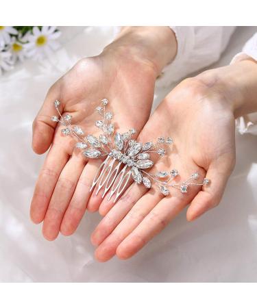 Unicra Bride Silver Wedding Hair Comb | Sparkly Crystal Rhinestone Bridal Hair Accessory - Buy Online on SooperMarket.com