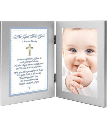 Baptism Blessing Card in Frame for Baby Boy - Includes 4x6 Inch Photo Slot - Buy Online on SooperMarket.com