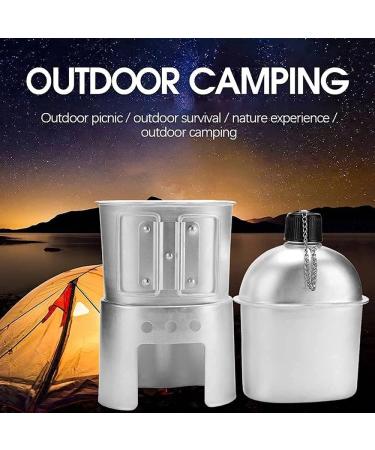 Portable Military Canteen Cup Stove Pouch Set for Camping & Hiking - 4Pcs/Set - Buy Online on SooperMarket.com