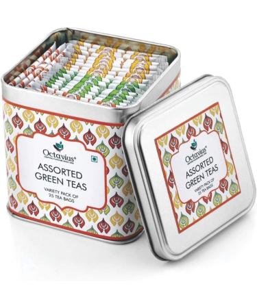 Octavius | Assorted Tea Bag Sampler Gift Set - 3 Tea Flavors | 50 Counts - Green Tea | Tea Sampler Pack | Tea Set Gift | Pack of 2 Green Tea - 25TB (Pack of 2)