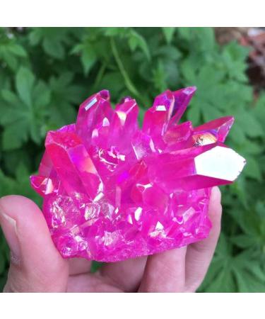 Home Decoration Natural Crystal Red Angel Aura Quartz Cluster specimens Cured Titanium Coating Quartz Cluster Stones kaixun (Size : 110-120g) - Buy Online on SooperMarket.com