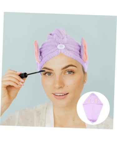 MAGICLULU 2pcs Bunny Ears Dry Hair Hat Hair Ring Aldult Coral Fleece Violet - Buy Online on SooperMarket.com