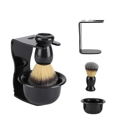 Premium 3-in-1 Shaving Brush and Bowl Set for Men | Badger Hair Brush Shaving Bowl & Holder | Perfect Shaving Kit in Black - Buy Online on SooperMarket.com