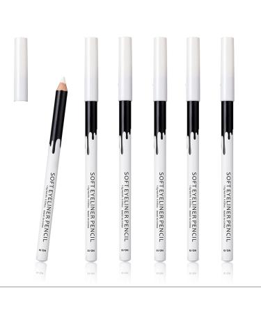 KAIQIKAIXI 6 White Eyeliner Pencils Professional Use as Highlighter  Soft  Waterproof  Long-Lasting Eyeshadow  Eye Brightener Eye Shadow Pencil  Lip Line Pen  Eyelid Pad  Pencil Makeup Set Tool